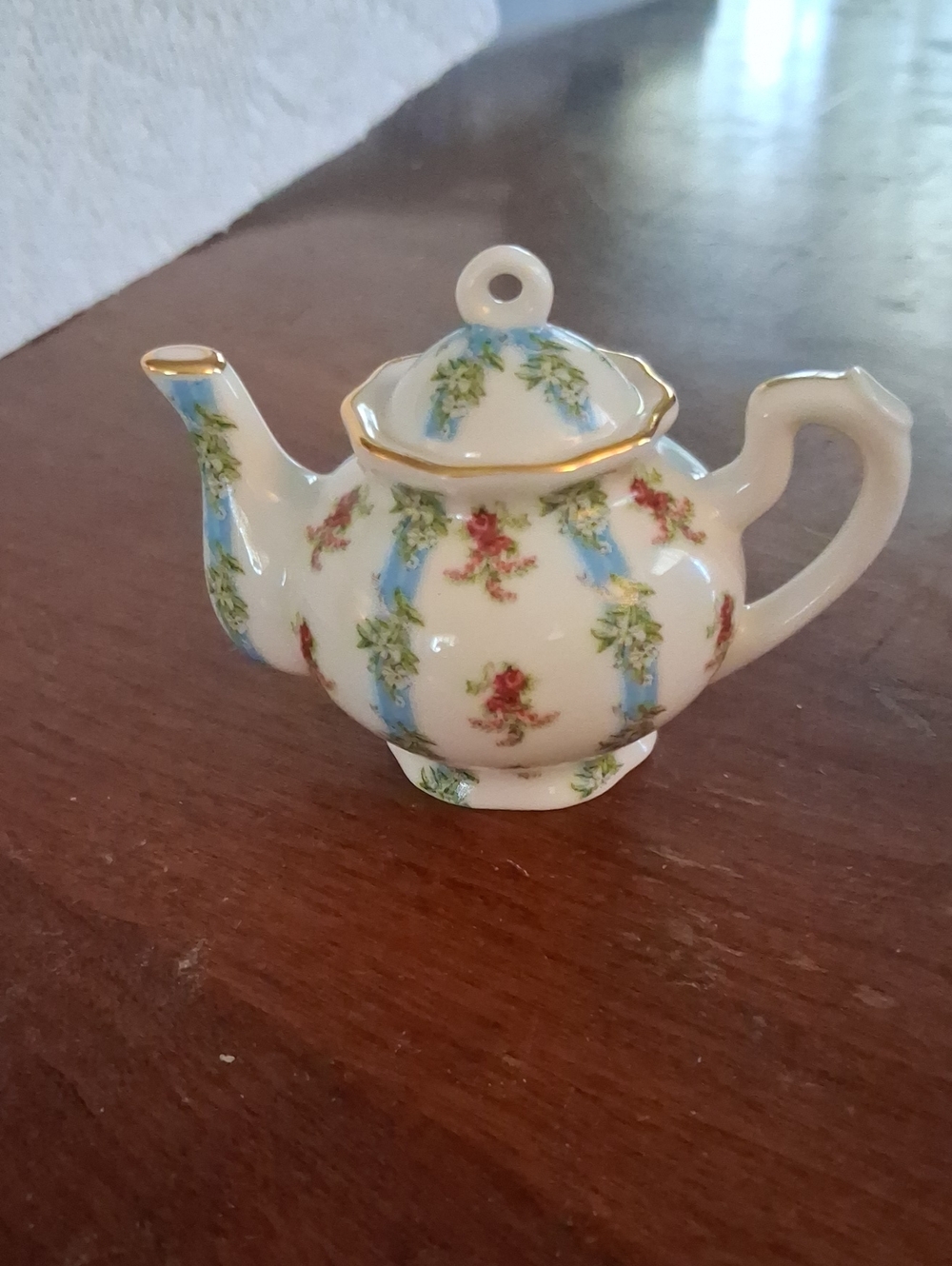 Martha's Miniatures From Shops At Mount Vernon Porcelain Teapot Ornament